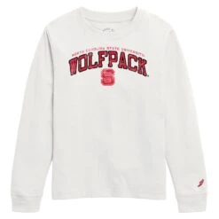 NC State Wolfpack Youth White Wolfpack Arch Long Sleeve T-Shirt(Nc State Wolfpack Youth White Wolfpack Arch Long Sleeve T Shirt)