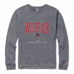 NC State Wolfpack Heather Grey Victory Falls Est.1887 Long Sleeve T-Shirt(Nc State Wolfpack Heather Black Victory Falls Est 1887 Long Sleeve T Shirt)