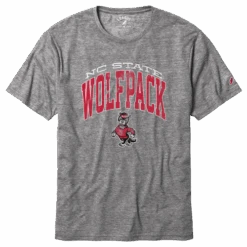 NC State Wolfpack Heather Graphite Strutting Wolf Arch Reclaim T-Shirt(Nc State Wolfpack Heather Graphite Strutting Wolf Arch Reclaim T Shirt)