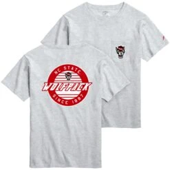 NC State Wolfpack Ash Wolfhead Circle Pocket T-shirt(Nc State Wolfpack Ash Wolfhead Circle Pocket T Shirt)