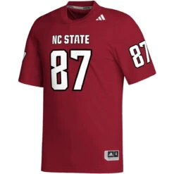NC State Wolfpack Adidas Red #87 Football Jersey(Nc State Wolfpack Adidas 2023 Red 87 Football Jersey)