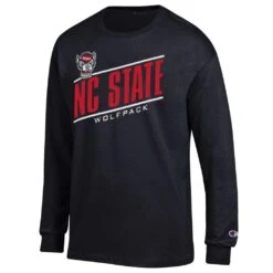 NC State Wolfpack Champion Black Slanted Outline Wolfhead Long Sleeve T-Shirt(Nc State Wolfpack Champion Black Slanted Outline Wolfhead Long Sleeve T Shirt)