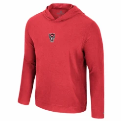 NC State Wolfpack Men's Red Wolfhead Hooded Long Sleeve T-Shirt(Nc State Wolfpack Mens Red Wolfhead Hooded Long Sleeve T Shirt)