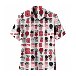 NC State Wolfpack Pineapple Hawaiian Button Up Shirt(Nc State Wolfpack Pineapple Hawaiian Button Up Shirt)