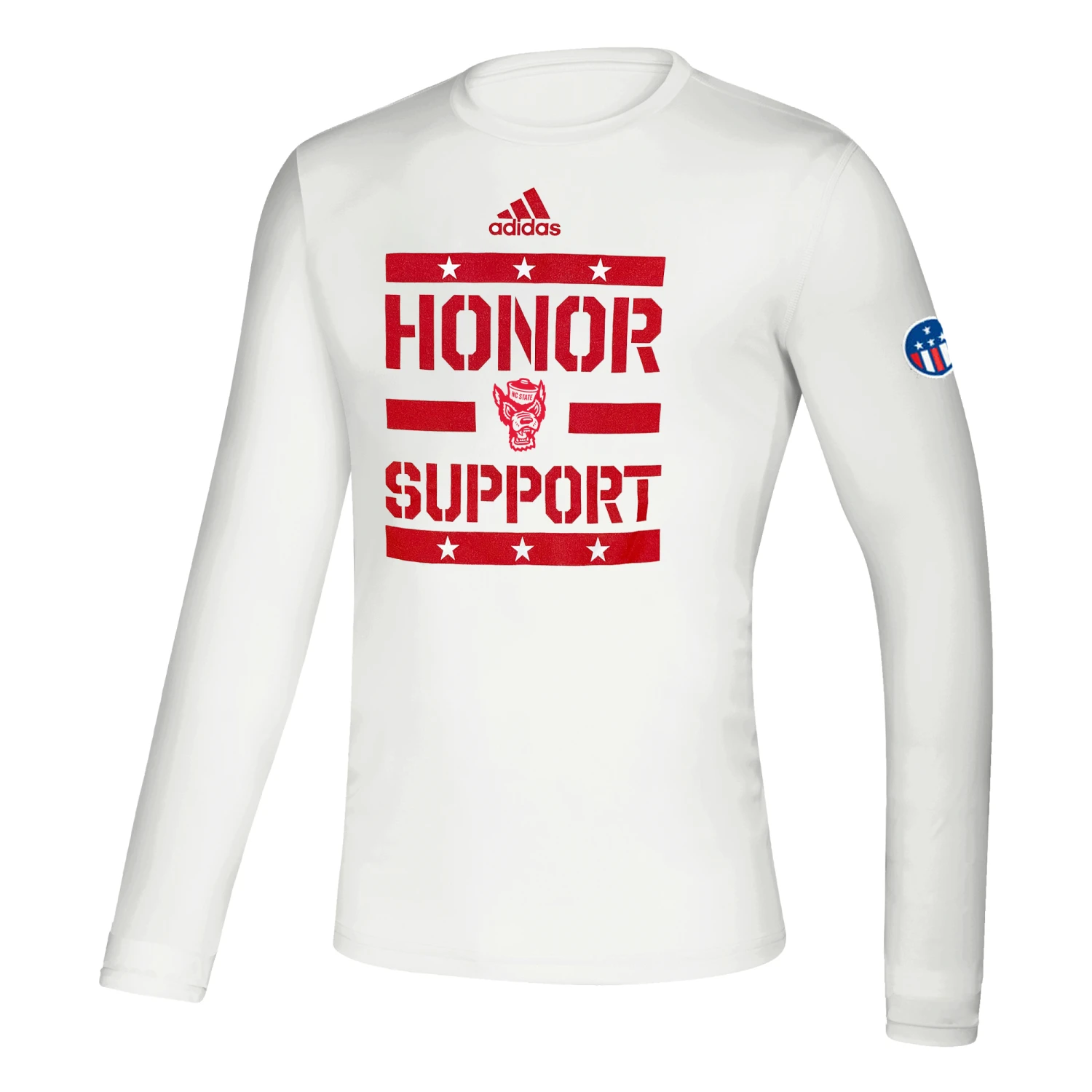 NC State Wolfpack Adidas White Pre Game Honor & Support Performance Long Sleeve(Nc State Wolfpack Adidas White Pre Game Honor Support Performance Long Sleeve) 1 NC State Wolfpack Adidas White Pre Game Honor & Support Performance Long Sleeve(Nc State Wolfpack Adidas White Pre Game Honor Support Performance Long Sleeve)