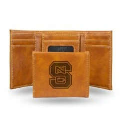NC State Wolfpack Rico Brown Laser Engraved Block S Trifold Wallet(Nc State Wolfpack Rico Brown Laser Engraved Block S Trifold Wallet)