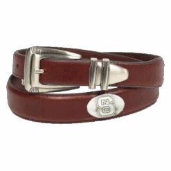 NC State Wolfpack Brown Concho Tip Leather Belt(Nc State Wolfpack Brown Concho Tip Leather Belt)