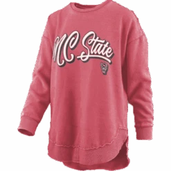 NC State Wolfpack Women's Heathered Red Harlow Rounded Bottom Fleece Crewneck(Nc State Wolfpack Womens Heathered Red Harlow Rounded Bottom Fleece Crewneck)