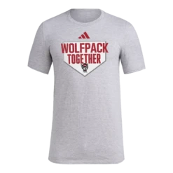 NC State Wolfpack Adidas Grey Distressed Wolfhead Homeplate T-Shirt(Nc State Wolfpack Adidas Grey Distressed Wolfhead Homeplate T Shirt)
