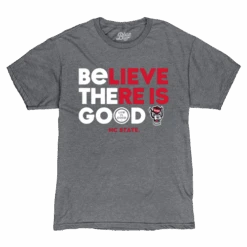 NC State Wolfpack Life Is Good Heather Grey Believe T-Shirt(Nc State Wolfpack Life Is Good Heather Grey Believe T Shirt)