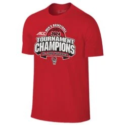 NC State Wolfpack Retro Brand Red 2024 ACC Men's Basketball Tournament Champions T-Shirt(Nc State Wolfpack Red 2024 Acc Mens Basketball Champions T Shirt)