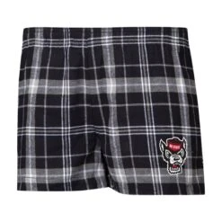 NC State Wolfpack Women's Black And Grey Wolfhead Ultimate Flannel Shorts(Nc State Wolfpack Womens Black And Grey Wolfhead Ultimate Flannel Shorts)