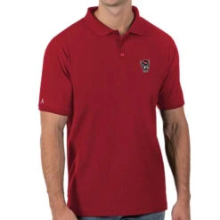 NC State Wolfpack Antigua Red Wolfhead Legacy Pique Polo(Nc State Wolfpack Antigua Red Wolfhead Legacy Pique Polo)