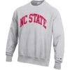 NC State Wolfpack Champion Silver Grey Red NC State Reverse Weave Crewneck Sweatshirt(Nc State Wolfpack Champion Silver Grey Red Nc State Crewneck Sweatshirt)
