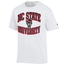 NC State Wolfpack Champion White Arched NC State Over Wolfhead T-Shirt(Nc State Wolfpack Champion White Arched Nc State Over Wolfhead T Shirt)