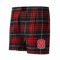 NC State Wolfpack Men's Black/Red Block S Concord Flannel Boxer Shorts(Nc State Wolfpack Mens Black Red Block S Concord Flannel Boxer Shorts)