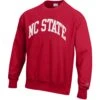 NC State Wolfpack Champion Red Embroidered Reverse Weave Arch Crewneck Sweatshirt(Nc State Wolfpack Champion Red Embroidered Reverse Weave Arch Crewneck Sweatshirt)