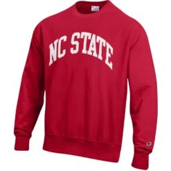 NC State Wolfpack Champion Red Embroidered Reverse Weave Arch Crewneck Sweatshirt(Nc State Wolfpack Champion Red Embroidered Reverse Weave Arch Crewneck Sweatshirt)