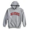 NC State Wolfpack Youth Grey Arch NC State Hooded Sweatshirt(Nc State Wolfpack Red 2022 Dukes Mayo Bowl Helmet Long Sleeve T Shirt)