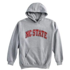 NC State Wolfpack Youth Grey Arch NC State Hooded Sweatshirt(Nc State Wolfpack Red 2022 Dukes Mayo Bowl Helmet Long Sleeve T Shirt)