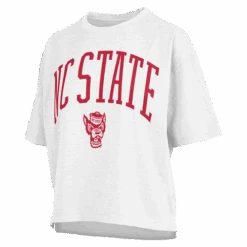 NC State Wolfpack Women's White Wellington Oversized Crop Top(Nc State Wolfpack Womens White Wellington Oversized Crop Top)