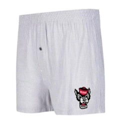 NC State Wolfpack Men's Grey And White Melody Woven Boxer Shorts(Nc State Wolfpack Mens Grey And White Melody Woven Boxer Shorts)