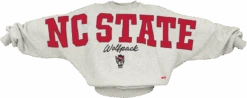 NC State Wolfpack Women's Athletic Heather Grey Flannigan Dolman Oversized Crewneck(Nc State Wolfpack Womens Athletic Heather Grey Flannigan Dolman Oversized Crewneck)