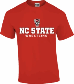 NC State Wolfpack Red Wolfhead Wrestling T-Shirt(Nc State Wolfpack Trt Red Wolfhead Wrestling T Shirt)